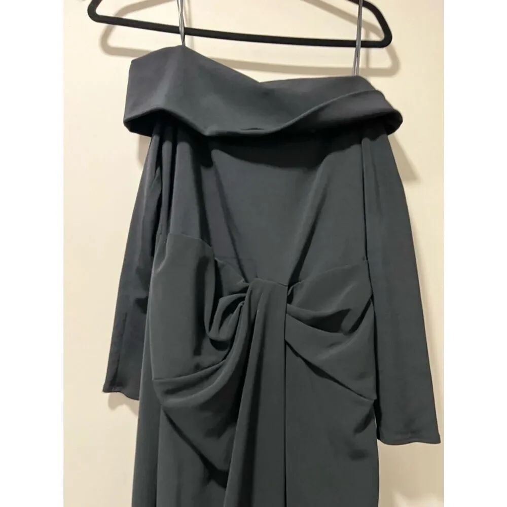Lauren Ralph Lauren Women's Rib-Knit Off-The-Shoulder Gown Black Dress Size 10 - Picture 6 of 10